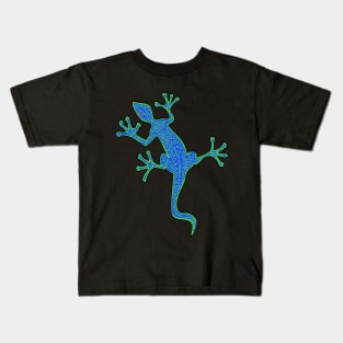 Tribal Lizard Blue Kids T-Shirt